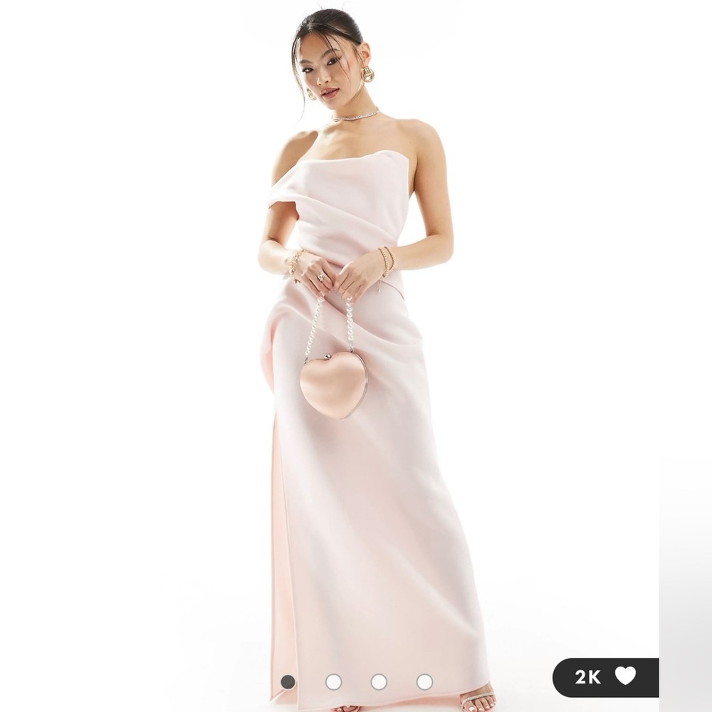 ASOS DESIGN premium one shoulder sculpted maxi dress in pink